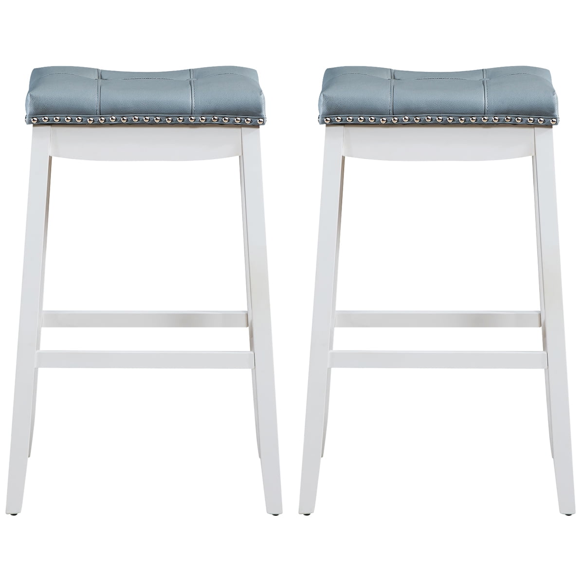 Topbuy Set of 4 Saddle Bar Stools Backless Nailhead Counter Stool with