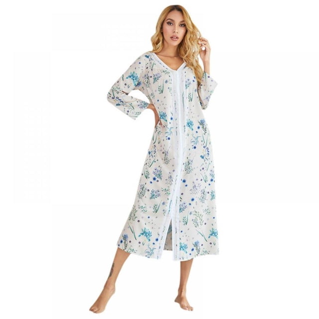 Women Bathrobe Lace Satin Lingerie Robe Long Sleeve Babydoll Nightie Robes Kimono Robe