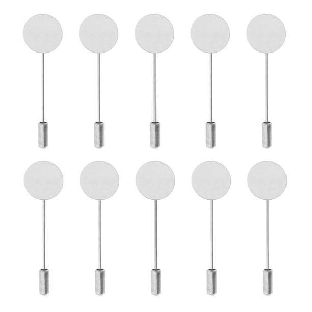 10 Piezas Vacía 1,2 Cm / 1,5 Cm Pegamento en en La Solapa Palo Pin Sombrero Bufanda Broche DIY Artesanía Hallazgos - Plata 5.6cm 1.5cm diámetro Yinane Broche de solapa de cuello