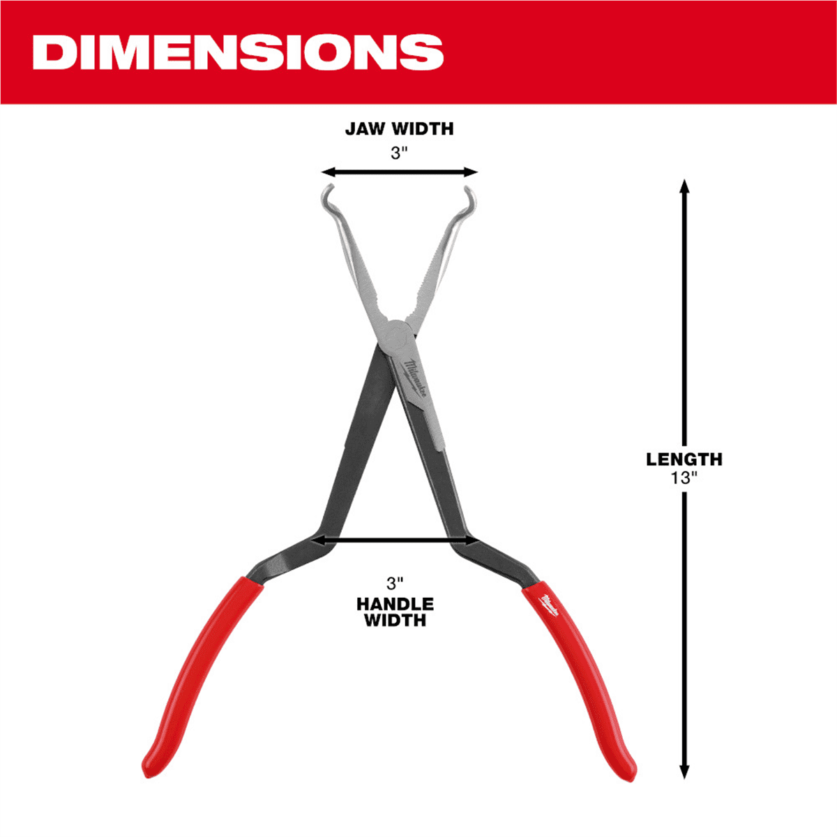 Milwaukee 48-22-6563 Long Needle Nose Pliers Set with Hose Grip and Slip Resistant Grip (3-Piece)