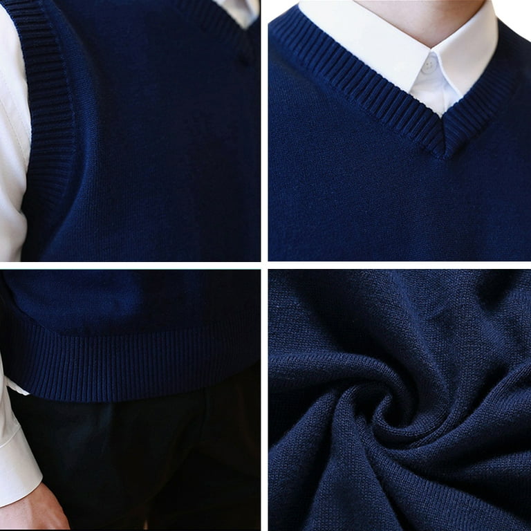 TOPTIE V-Neck Vest Uniform Men's Knitted Cotton Sweater Vest