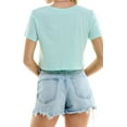 thumbnail image 6 of Women's Boxy Crop Top Round Neck Short Sleeve Casual 100% Cotton Cropped Tee T-Shirt, Light Mint, 2XL, 6 of 7