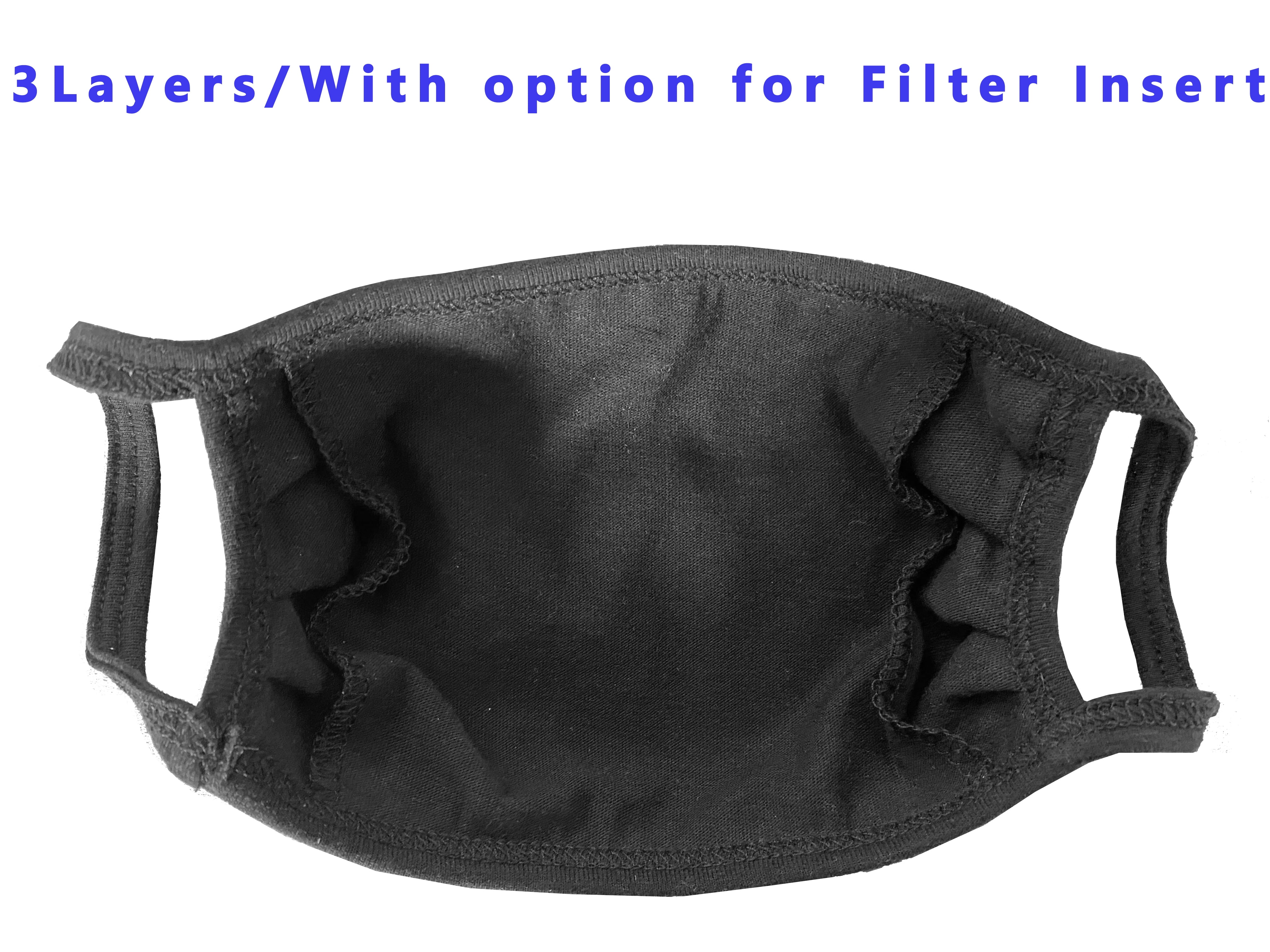 3 Pack 100%Cotton Unisex Face Masks 3 Layers For Filter Insert Reusable Unisex