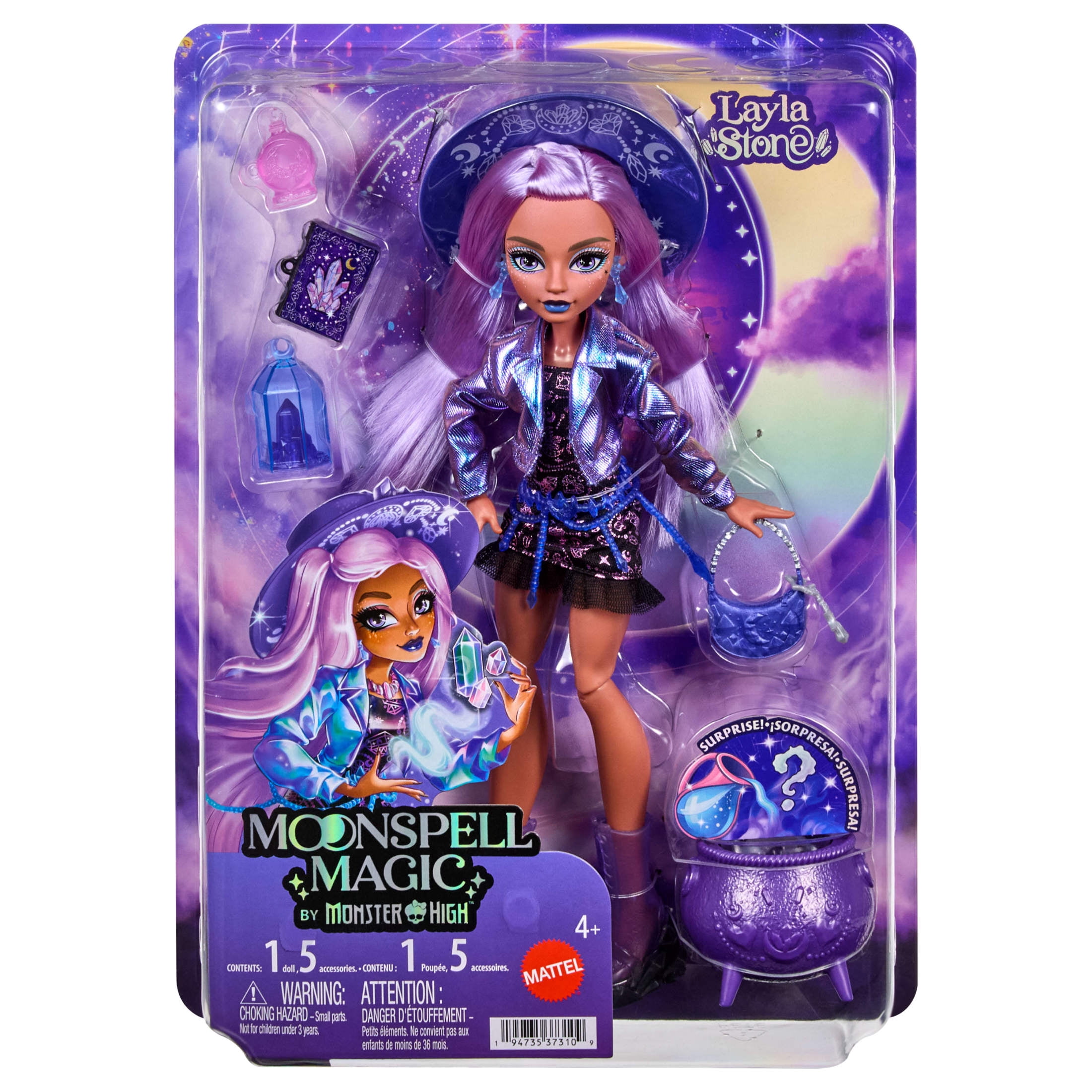 Moonspell Magic by Monster High Layla Stone Fashion Doll, Crystal Witch with Accessories (Walmart Exclusive)