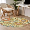 thumbnail image 4 of Gray Green Boho Floral Round Area Rug 4Ft Washable Circle Rugs for Bedroom Dining Room, Vintage Abstract Art Ethnic Flowers Non-Slip Carpet Floor Mats Indoor Outdoor Carpet Runner Home Decor, 4 of 8