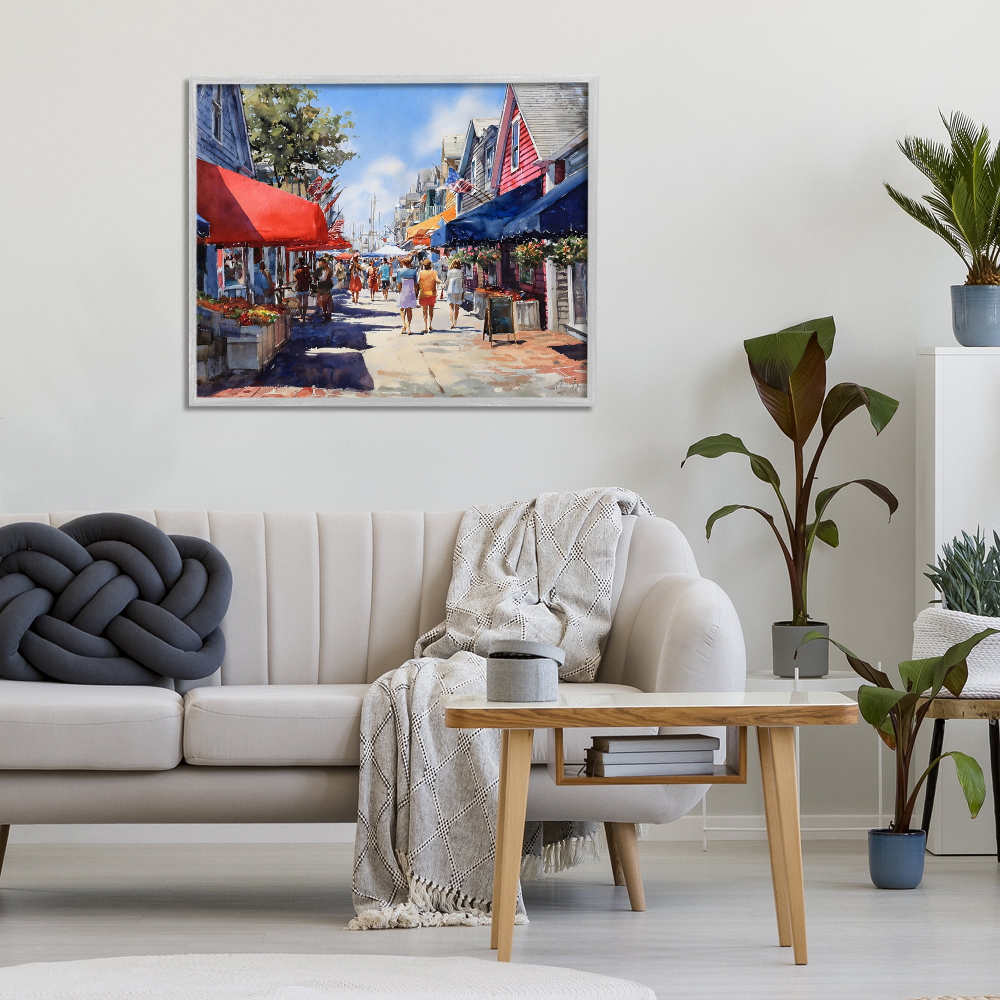 Stupell Industries American Coastal Town Stroll Gray Framed Giclee Art, design by Franklyn Gregory