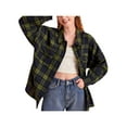 thumbnail image 2 of FOCUSNORM Surchemise pour Femmes Juniors, Adultes à Carreaux Col Rabattu Manches Longues Blouse, 2 of 4