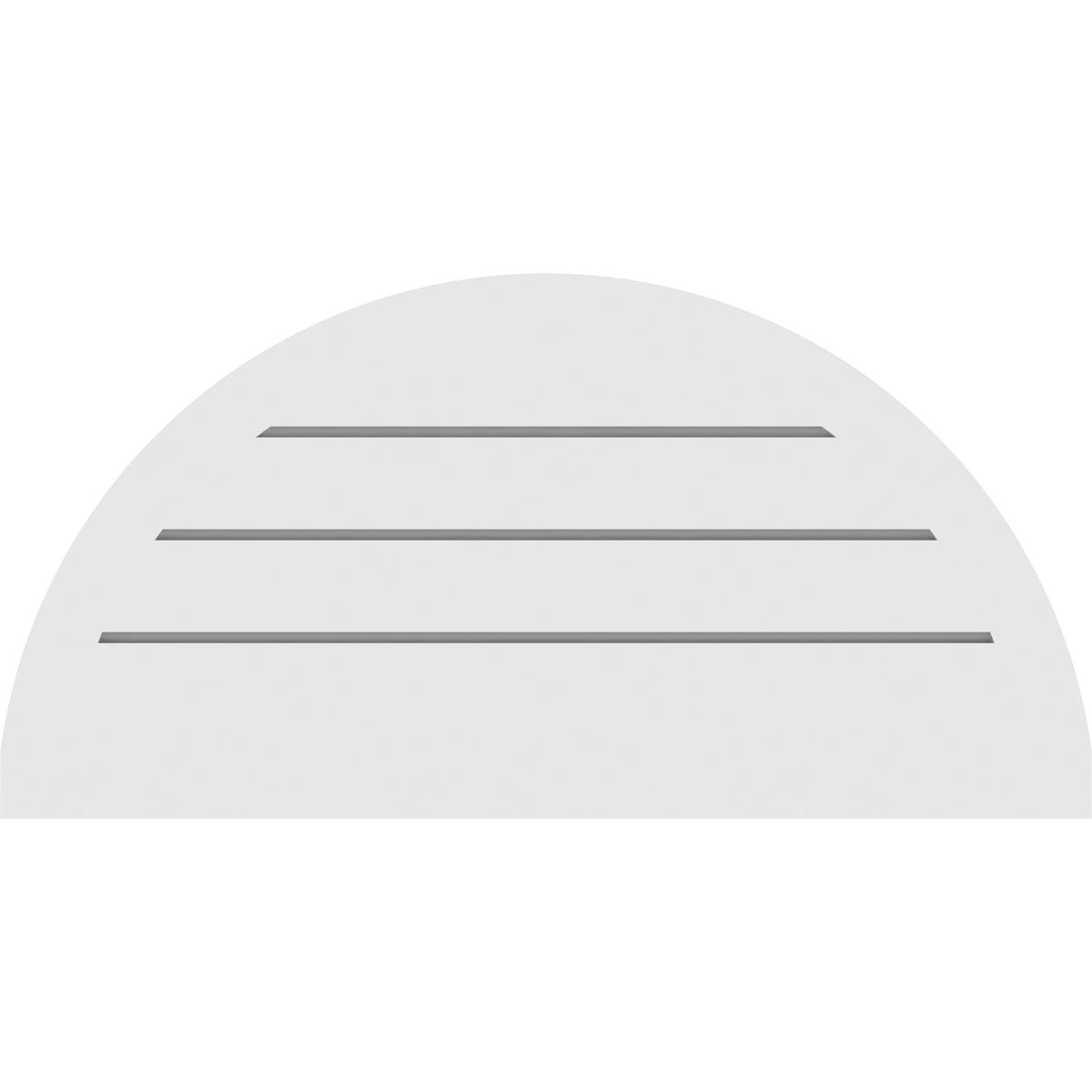 24"W  x 12"H Half Round Surface Mount PVC Gable Vent: Functional, w/ 2"W x 1-1/2"P Brickmould Frame