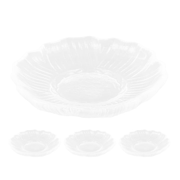 4 platos de vidrio transparente para aperitivos, bandeja para postres de restaurante, soporte para bolsitas de té para servir galletas, aperitivos, frutas, café y tazas de té