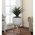 thumbnail image 2 of LuxenHome Jardinière Ronde MgO Design Cube Blanc 14,6 Po avec Pieds en Bois, 2 of 8