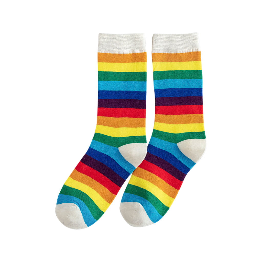 Meet Myself Women's Fashion Rainbow Striped Pile Of Socks In The Tube ...