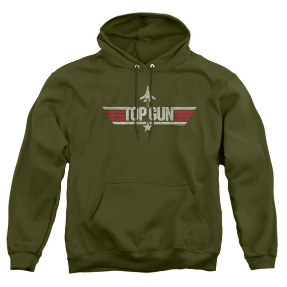 Top Gun Logo Adult Pull-Over Hoodie, Military Green, X-Large