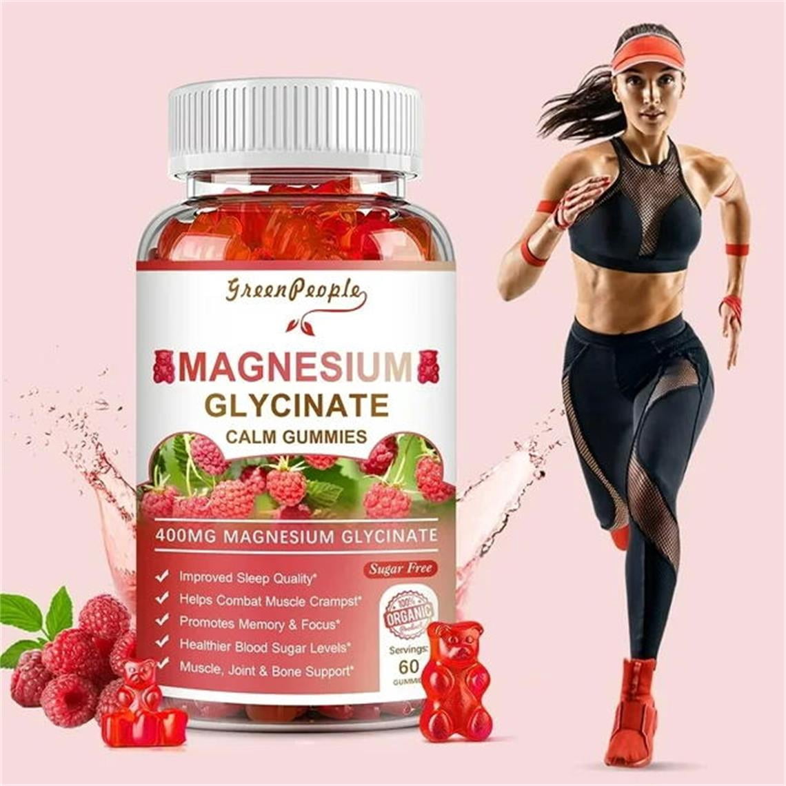 (2 Pack)Magnesium Glycinate Gummies 400mg,with Magnesium Malate,CoQ10 for Mood & Sleep Support,60 Count