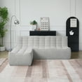 thumbnail image 3 of Sodrens Modern Sectional Sofa,Waffle modular sofa,Lazy Sofa Floor Sofa Foam Sofa Chenille Couch for Bedroom,Living Room and Apartment,3-Seat Sofa and Ottoman,Light Gray, 3 of 11