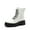 WHITE-PU, variant on Women’s Combat Ankle Boots Lace-Up Platform Lug Sole Booties