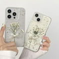 thumbnail image 2 of for iPhone 12 Pro Max [White Flower Bow Case][Full Star Real Flower Gold Foil Transparent Case][Press Dry Real Flower with Bracelet Case] Soft TPU for Women and Girls 6.7", 2 of 14