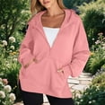 thumbnail image 2 of Htigea Womens Oversized Half Zip Hoodies Textured Long Sleeve Casual Hooded Sweatshirts Loose Fall Pullover Tops with Pockets Pink XXL, 2 of 5