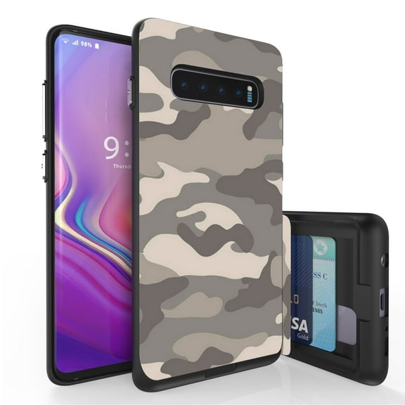 Galaxy S10  Case, Duo Shield Slim Wallet Case   Dual Layer Card Holder For Samsung Galaxy S10  [NOT S10 OR S10e] (Released 2019) Sand Camouflage