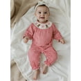 thumbnail image 3 of BemeyourBBs Baby Girl Plaid Romper Somcked Round Neck Long Sleeve Bubble Jumpsuit, 3 of 6