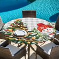 thumbnail image 6 of Grey Plaid Snowman Christmas Round Tablecloth, Fitted Table Cover with Elastic for 36"-44" Round Tables, Xmas Tree Snowflake Winter Table Cloth Outdoor Indoor Dinning Party Waterproof Tablecloths, 6 of 7