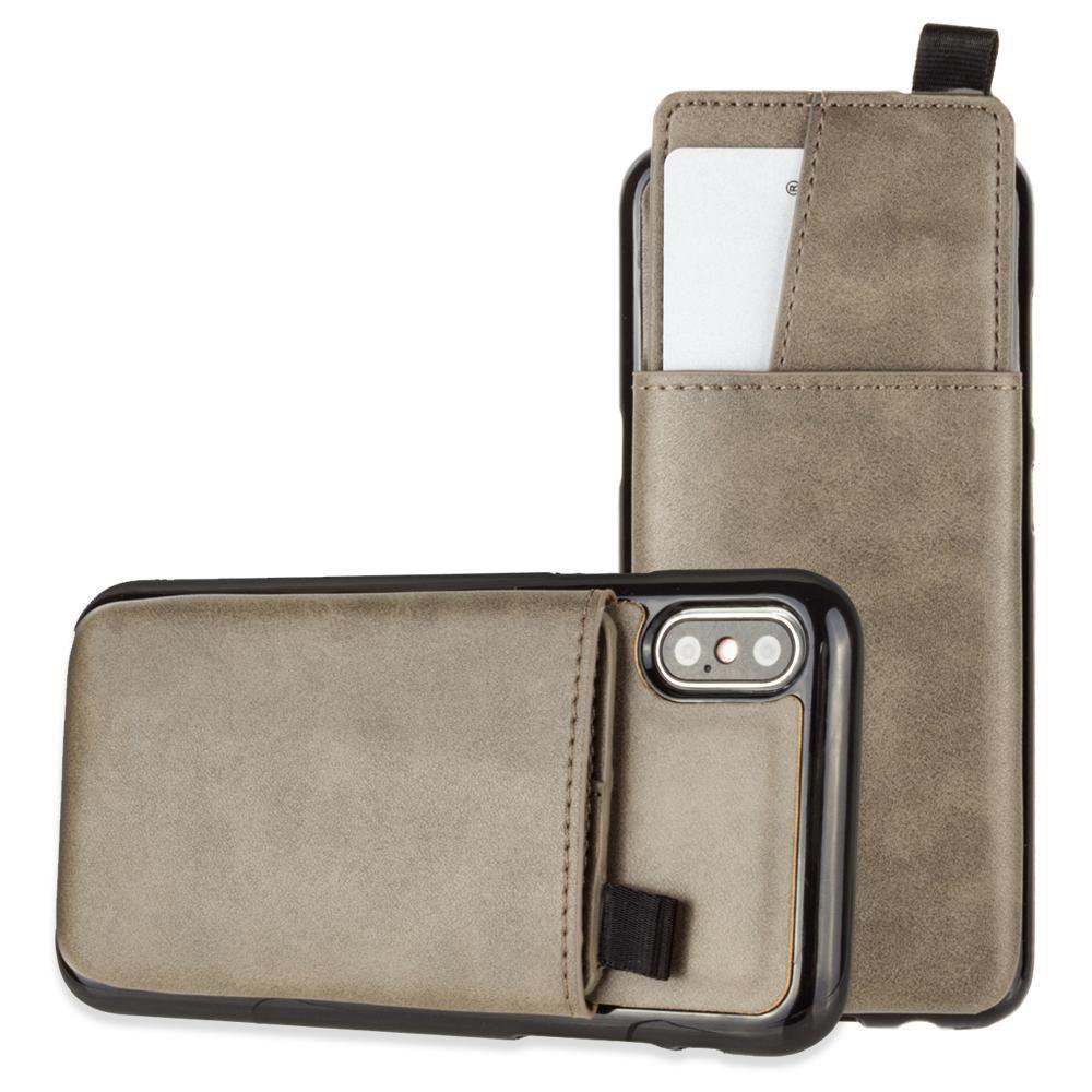 iPhone X Wallet Case, Slim PU Leather with Matching Detachable Slide