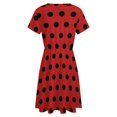 thumbnail image 5 of Black Polka Dots on Red Background Sundress Short Sleeve Dress Summer Women Clothes Dress for Women Dresses, 5 of 7