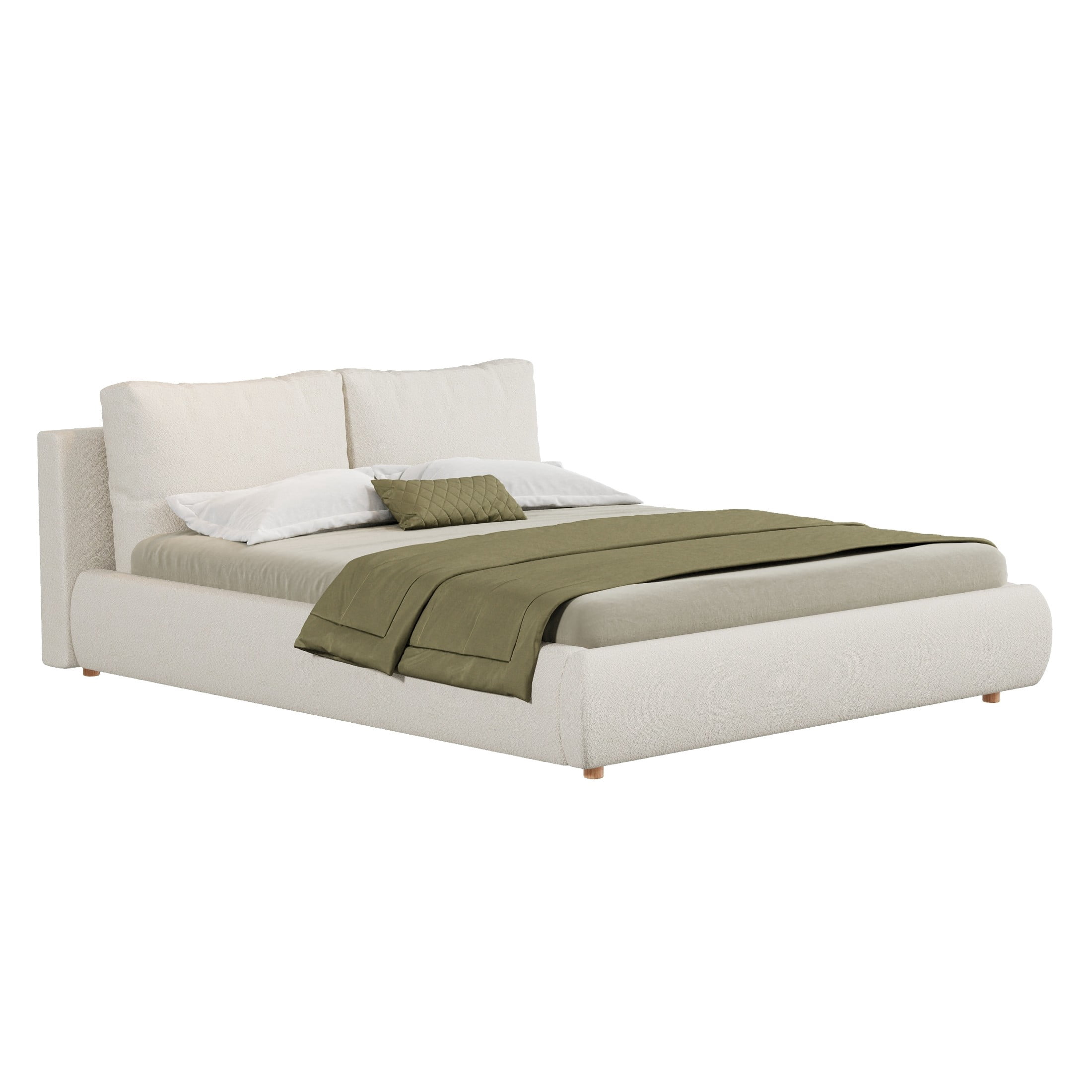 Christopher Knight Home Queen Upholstered Storage Bed, Hydraulic Lift Platform, Removable Headrests, Cream White
