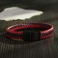 thumbnail image 5 of EOEMY Fashion Man Bracelet Black Stainless Steel Leather Punk Bracelet Bangles Gifts-Red+Black Clasp, 5 of 9