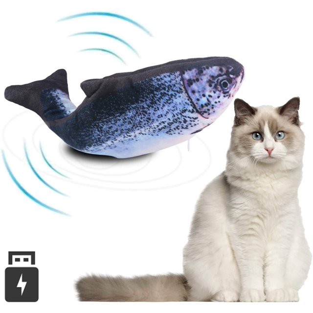 Jouet pour Chat Poisson Floppy - Poisson Électrique en Mouvement Jouet pour Chat - Jouets Interactifs pour Chats d'Intérieur - Poisson Réaliste Jouet pour Chat, Jouet à Mâcher en Peluche pour Chat, Jouet à Mâcher pour Chat