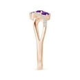 thumbnail image 3 of ANGARA Natural Oval Amethyst Three Stone Bypass Ring with Diamonds in 14K Rose Gold for Women (Size-4x3mm) | February Birthstone, Birthday, Anniversary, Jewelry Gift for Women | Natural Amethyst Ring, 3 of 9