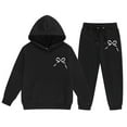 thumbnail image 4 of Kids Girls Boys Sweatsuit 2 Piece Track Suit Sweat Suits for Girls Cute Bow Sweatshirt and Jogger Sweatpants Set,Black 8-9 Years, 4 of 4