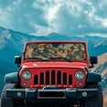 thumbnail image 3 of Yuyamidu Camo Hunting Wood Windshield Sun Shade, Green Car Sun Shade for Rubicon Sahara TJ JK JKU 2 Door & 4 Door, UV Rays Blocker Sun Visor Shade, 3 of 7