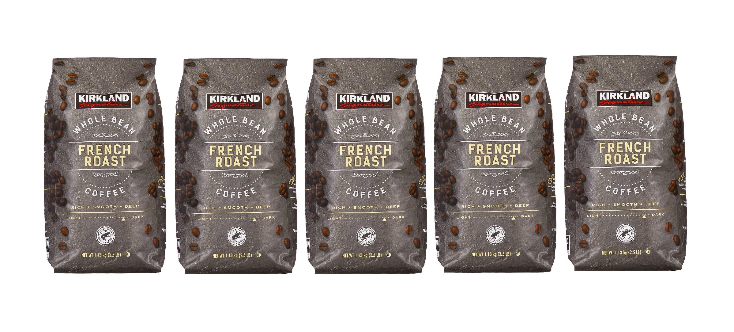 Kirkland Signature Whole Bean Coffee, French Roast, 2.5 lbs 5PK