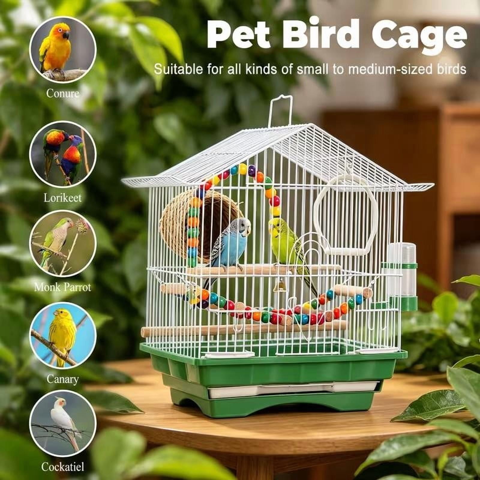 Detachable Pull-Out Tray Bird Cage, Portable Travel Habitat for Parrots Canaries Conures