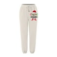 thumbnail image 3 of HOWPAY Christmas Sweatpants Women Letter Print High Waisted Drawstring Wide Leg Sweat Pants with Pockets Comfy Loose Fit Baggy Workout Pants White XXL, 3 of 3