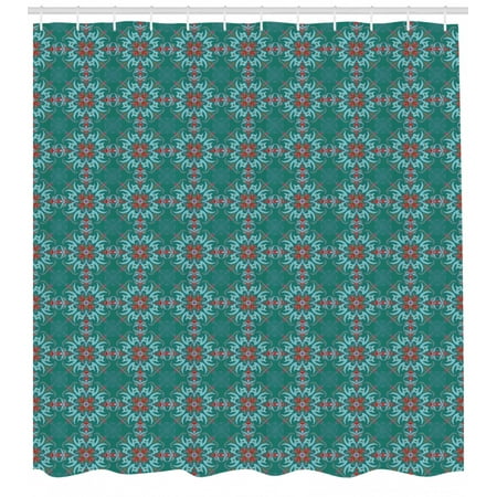 Vintage Shower Curtain Traditional Vibrant Tile Pattern Abstract