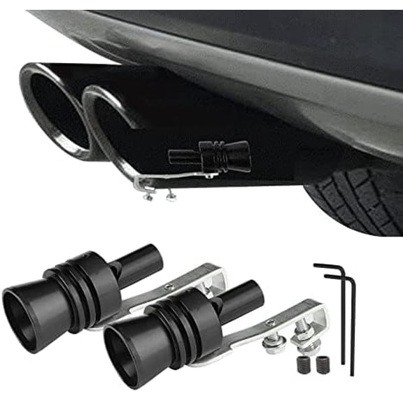 2PCS Car Turbo Whistle, Aluminum Alloy Universal Turbo Whistle, XL Size Aluminum Alloy Universal Turbo Sound Exhaust Muffler Pipe Whistle Car Roar Make (Black)