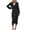Black, variant on Women Dress Casual Buttocks V-Neck Solid Bandage Long Leeve Dress or