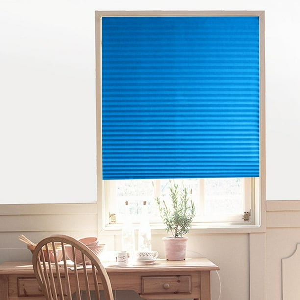 Persianas plisadas autoadhesivas para balcón, cortinas opacas para ventana, color azul