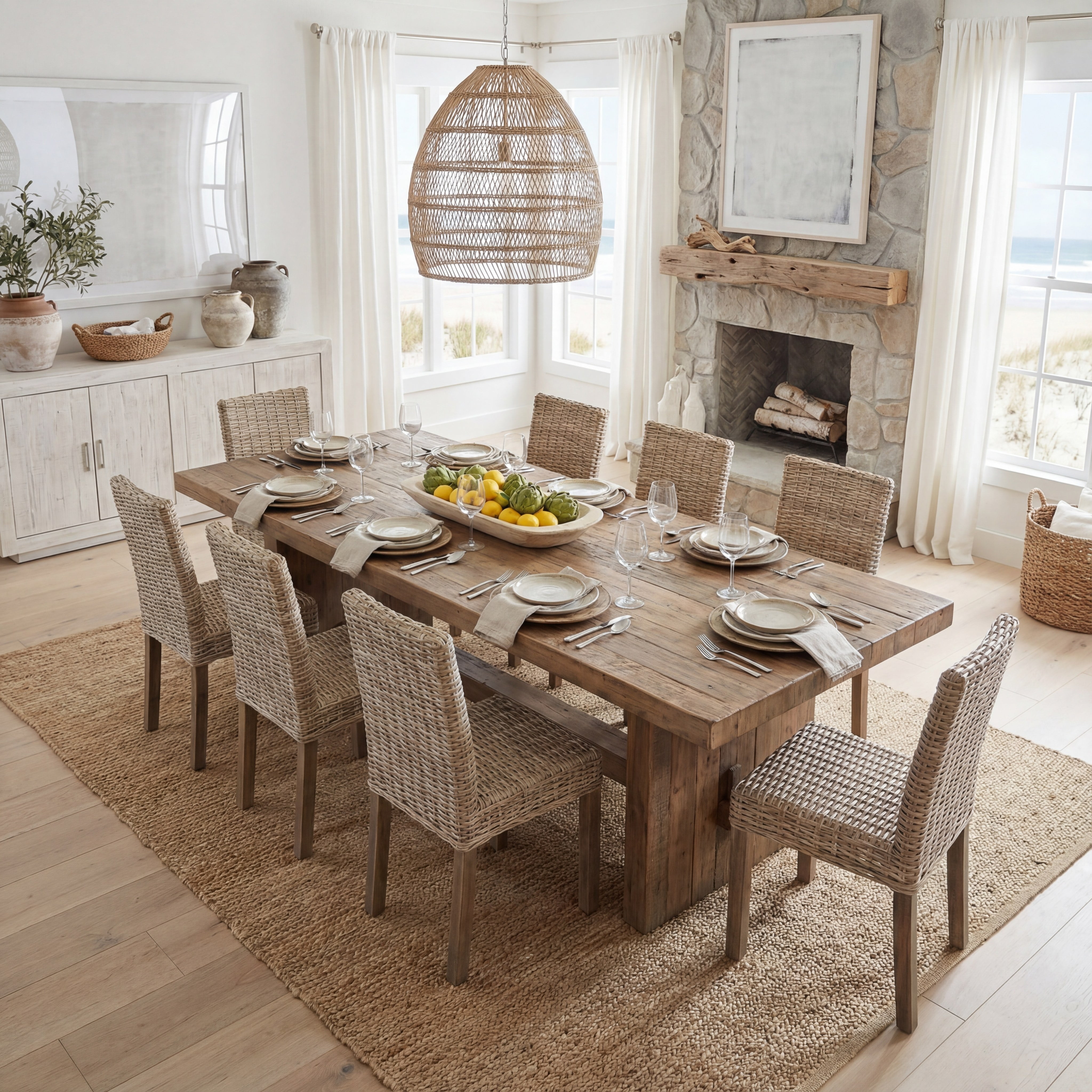 SAFAVIEH Grove Bohemian Rattan Solid Dining Bistro Chair, Natural (Set of 2)