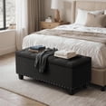 thumbnail image 4 of Favory 43 Inches Storage Ottoman Bench, Upholstered Tufted End of Bed Storage Bench, Large Ottoman Foot Rest with Legs, Load up to 800 lb, for Living Room, Bedroom, Entryway, Black, 4 of 10