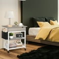 thumbnail image 5 of Side Table with Side Pocket Grid Basket, White, 5 of 5