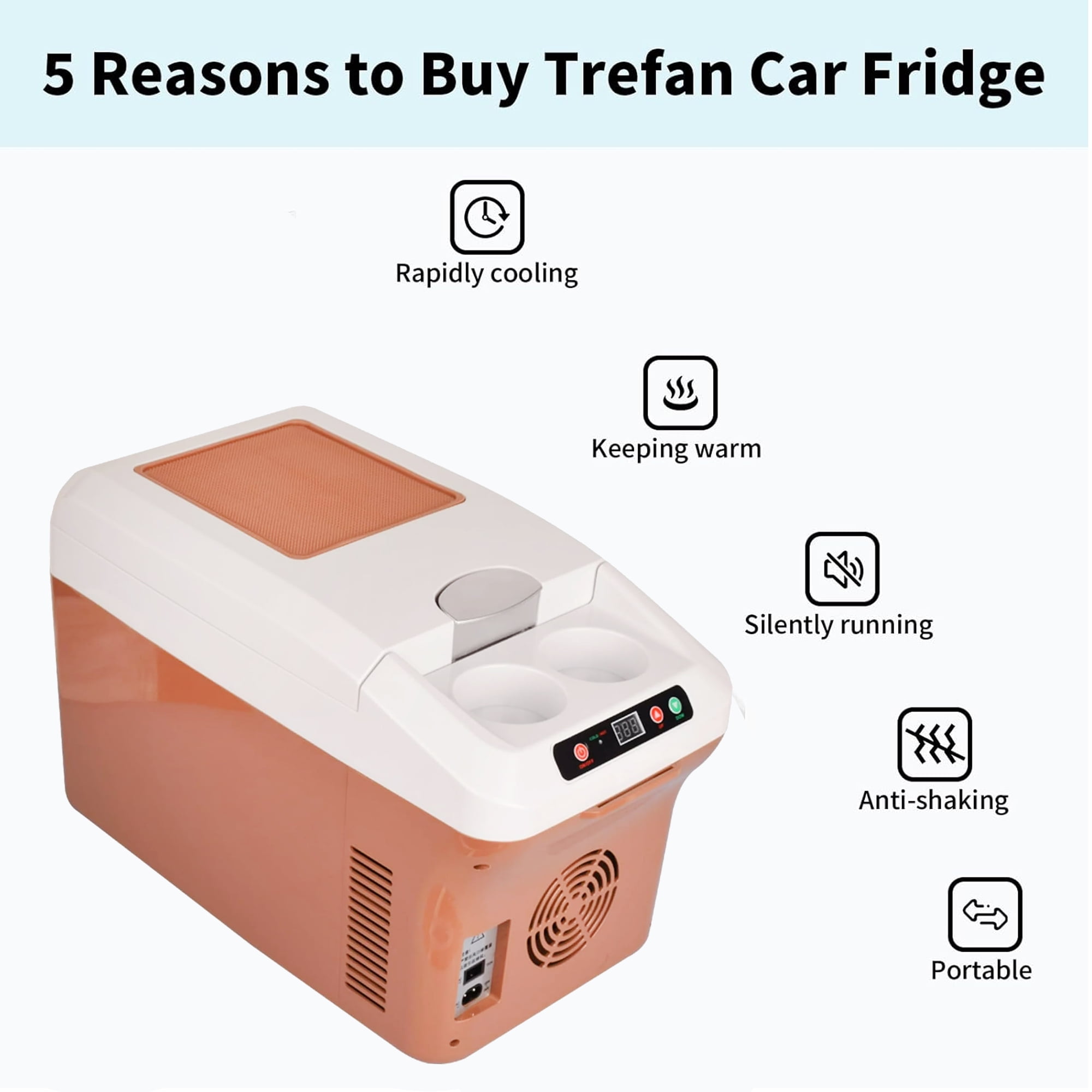 15L Car Electric Cooler and Warmer 12V/24V/110V, Hot Cold Portable Electric Cool Box Mini Fridge Quiet Camping Freezer Vehicle Truck RV Boat,Fast Cooling for Both Car And Home Use