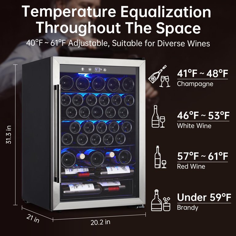 Towallmark Wine Fridge 36 Bottle, Wine Cooler Refrigerator