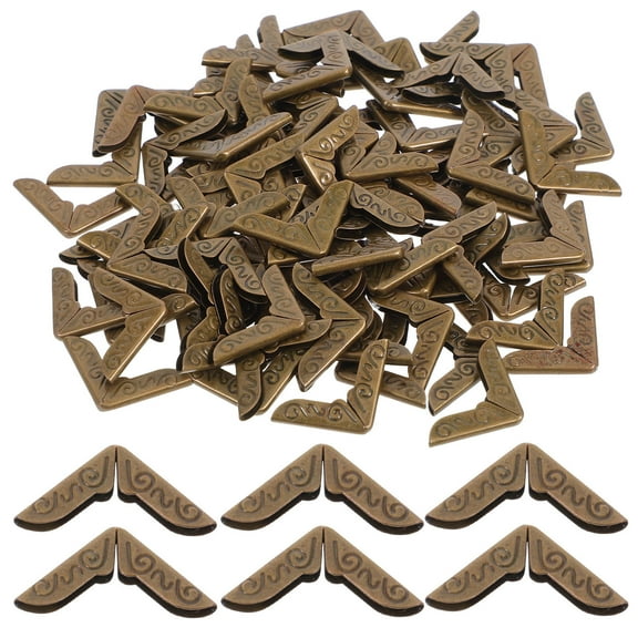 Masteelf  100 Pcs Metal Imprint Corner Protector Book Scrapbooking Golden