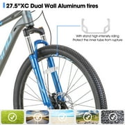 Hiland Aluminum Mountain Bike 21 Speeds MTB,Lock-Out Suspension Fork,27.5 inch Wheel,Mens Mountain Bike Bicycle, Gray&Blue