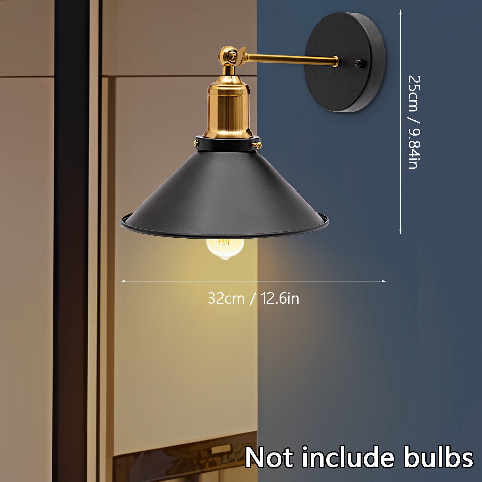 Vintage Industrial Cone Wall Sconce - Plug-In Fixture for Stylish Lighting