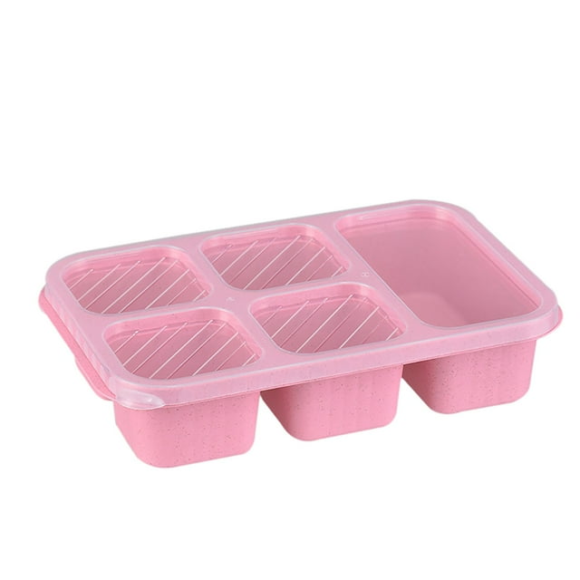 Wheat Straw Bento Boxes For Adults & Kids – Reusable 5 Compartment Lunch Containers For Snacks & Meals (Assorted Colors & Clear Lids) Glass Airtight Containers Reusable Lunch Container Small Glass
