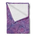 thumbnail image 2 of Paisley Soft Flannel Fleece Throw Blanket, Purplish Pattern in Doodle Style Along Abstract Flowers Ornaments Eastern Art, Cozy Plush for Indoor and Outdoor Use, 70" x 90", Multicolor, by Ambesonne, 2 of 5
