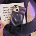 thumbnail image 2 of Phone Case for Women/Girls, Luxury Electroplate Metal Matt Silver 3D Heart Water Ripple Phone Case Compatible with iPhone 15 Pro, Purple, 2 of 14